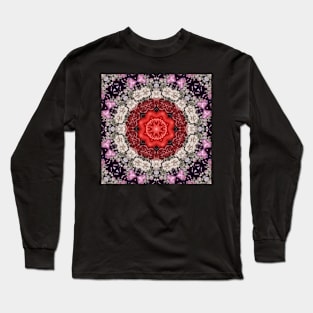 Crystal Hearts and Flowers Valentines Kaleidoscope pattern (Seamless) 33 Long Sleeve T-Shirt